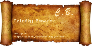 Cziráky Benedek névjegykártya