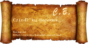 Cziráky Benedek névjegykártya